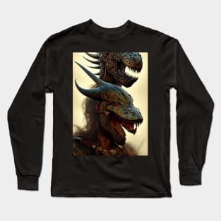 Ilustration Dinosaur Mask Long Sleeve T-Shirt